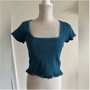 Free People NWT smocked stretchy short sleeve blouse size S